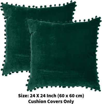 Sugarchic Plain Cushions Cover(Pack of 2, 60 cm*60 cm, Dark Green)