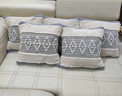 BulkySanta Cotton Cushions Cover(Pack of 5, 40 cm*40 cm, White, Grey)