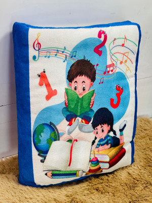 kitchDeco Kids Learning Cushion Book Cotton Alphanumeric Cushion Pack of 1(Two Kids)
