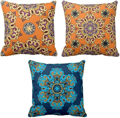 TheYaYaCafe Cotton Cushions Cover(50 cm*50 cm, Pack of 3, Blue)