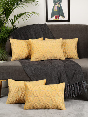 TANLOOMS Velvet Cushions Cover(30 cm*45 cm, Pack of 5, Yellow)