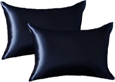 KREEVAL Satin Pillows Cover(Pack of 2, 45 cm*70 cm, Blue)