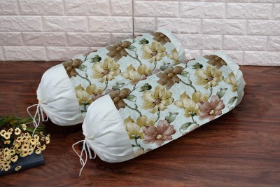 Bluegrass Floral Bolsters Cover(Pack of 2, 40 cm*80 cm, Cream)