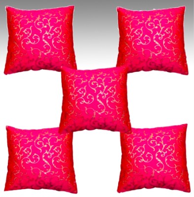 VIREO Self Design Cushions Cover(Pack of 5, 30 cm*30 cm, Pink)