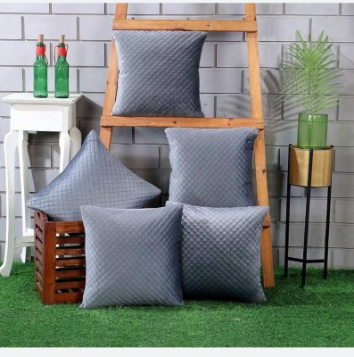 jv furnishings panipat Self Design Cushions Cover(Pack of 5, 40 cm*40 cm, Grey)
