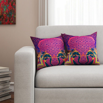 SEJ BY NISHA GUPTA Cotton Cushions Cover(Pack of 2, 40.64 cm*40.64 cm, Purple)