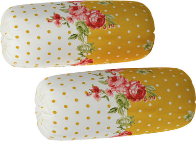 Rabhnoor Microfiber Bolsters Cover(82 cm*40 cm, Pack of 2, White, Yellow)