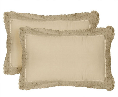 VHC Cotton Pillows Cover(69 cm*45 cm, Pack of 2, Beige)