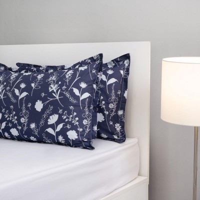 Wakefit Cotton Pillows Cover(Pack of 2, 45.72 cm*68.5 cm, Dark Blue, White)