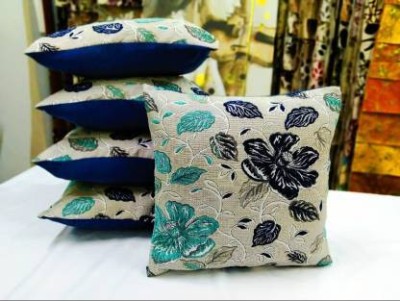 Real Desi Printed Cushions Cover(Pack of 5, 40 cm*40 cm, Blue)