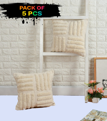 SAINICREATION Cotton Cushions Cover(Pack of 5, 40.64 cm*40.64 cm, White, Orange)