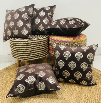 OMOVERSEAS Floral Cushions Cover(Pack of 5, 40 cm*40 cm, Brown)