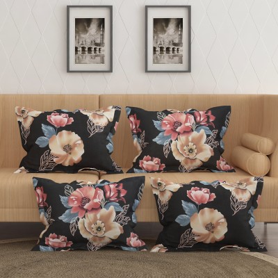 Fashancy Printed Pillows Cover(Pack of 4, 46 cm*72 cm, Black)