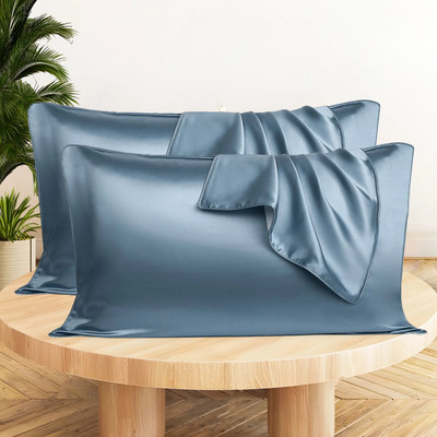 Sunvibe Satin Pillows Cover(46 cm*72 cm, Pack of 2, Blue)