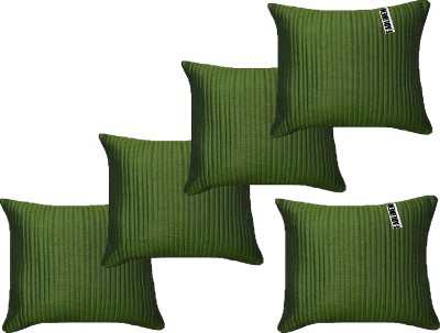 FabLinen Striped Cushions Cover(Pack of 5, 50 cm*50 cm, Dark Green)