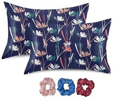 ARMOXA Satin Cushions & Pillows Cover(45.72 cm*71.12 cm, Pack of 2, Dark Blue)