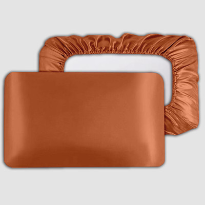 Avirons Satin Pillows Cover(45 cm*71 cm, Pack of 2, Orange)