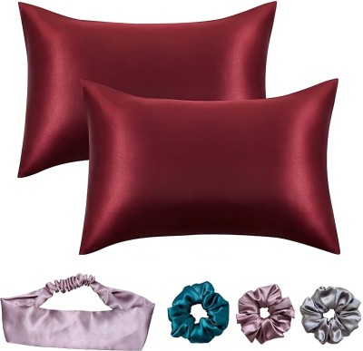 Shop141 Satin Cushions & Pillows Cover(Pack of 2, 45.72 cm*71.12 cm, Maroon)