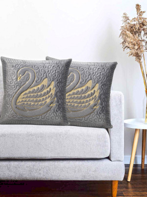 Vinayaka Fab Velvet Cushions Cover(40 cm*40 cm, Pack of 2, Grey)