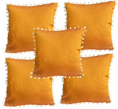 PInK PARROT Cotton Cushions Cover(39 cm*39 cm, Pack of 5, Orange)
