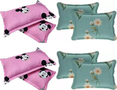 Anticca Cotton Pillows Cover(46 cm*69 cm, Pack of 8, Pink, Green)