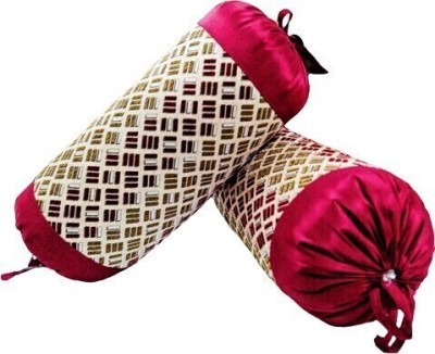 Real Desi Chenille Bolsters Cover(Pack of 2, 40 cm*60 cm, Maroon, Brown)