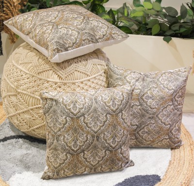 Savaya Velvet Cushions Cover(Pack of 3, 40 cm*40 cm, Beige, Brown)