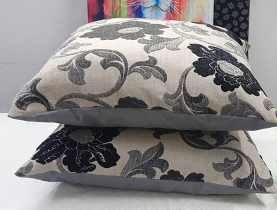 Real Desi Chenille Cushions Cover(60.96 cm*60.96 cm, Pack of 2, Grey)