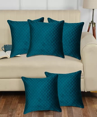 KINGLY Plain Cushions Cover(Pack of 5, 40 cm*40 cm, Blue)
