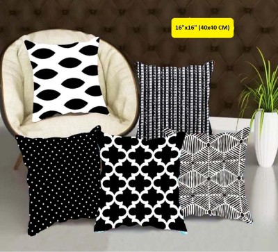 EXOTICE Motifs Cushions Cover(Pack of 5, 40 cm*40 cm, Black)