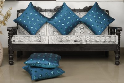 Dekor World Embroidered Cushions & Pillows Cover(Pack of 5, 40 cm*40 cm, Blue)