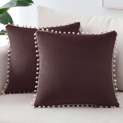 maatrikaa Velvet Cushions Cover(40.5 cm*40.5 cm, Pack of 2, Brown)