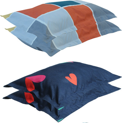 RRB TEXTILE Cotton Pillows Cover(50 cm*75 cm, Pack of 4, Multicolor)