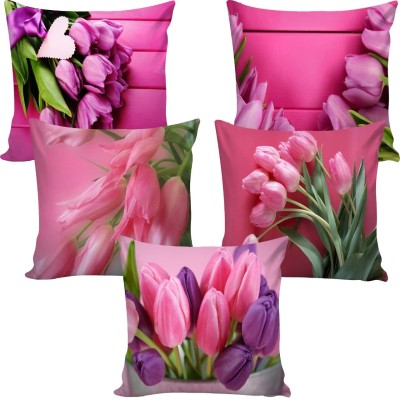 TRENDECOR Floral Cushions Cover(Pack of 5, 60 cm*60 cm, Pink)
