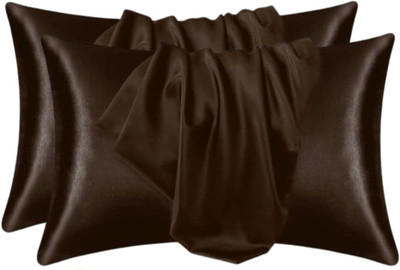 SKIMOON Satin, Silk Pillows Cover(72 cm*48 cm, Pack of 2, Brown)