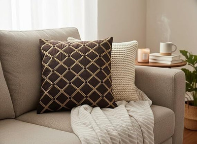 Casanest Velvet Cushions Cover(41 cm*41 cm, Pack of 5, Brown)