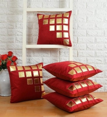 Cherry Homes Printed Cushions Cover(Pack of 5, 40 cm*40 cm, Maroon)