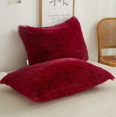 Wondershala Microfiber Pillows Cover(Pack of 2, 40 cm*55 cm, Red)