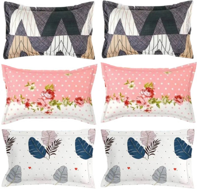 SUKHBERI Cotton Pillows Cover(43 cm*63 cm, Pack of 6, Black, Pink, White)