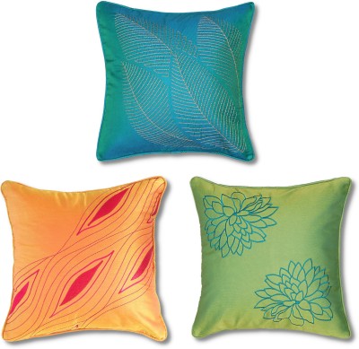 yamunoshtu Embroidered Cushions & Pillows Cover(Pack of 3, 40 cm*40 cm, Green, Dark Green, Yellow)