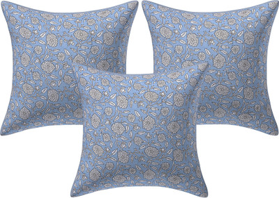 Go Texstylers Cotton Cushions Cover(50 cm*50 cm, Pack of 3, Blue)