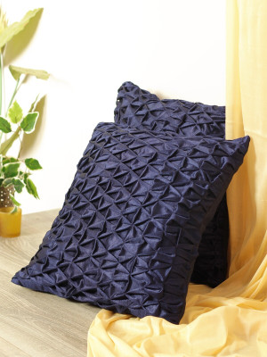 ROMEE Polyester Cushions & Pillows Cover(40 cm*40 cm, Pack of 2, Dark Blue)