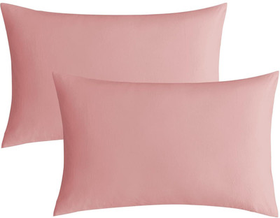 SAFHOME Cotton Pillows Cover(45.72 cm*71.12 cm, Pack of 2, Pink)