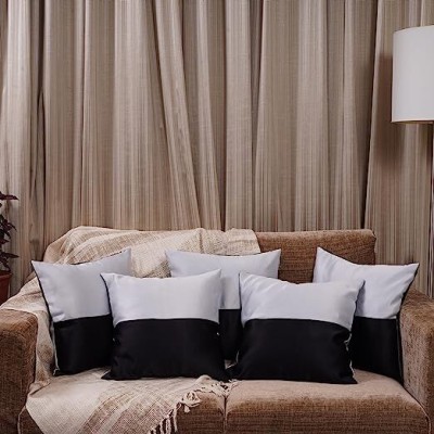 FRILLKART Self Design Cushions Cover(Pack of 5, 20 cm*20 cm, White, Black)