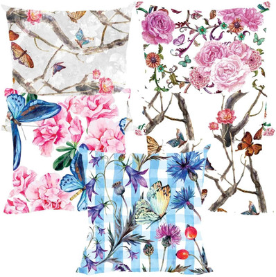 TheYaYaCafe Cotton Cushions Cover(40 cm*40 cm, Pack of 5, Multicolor)