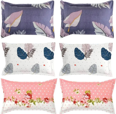 SUKHBERI Cotton Pillows Cover(43 cm*63 cm, Pack of 6, Purple, White, Pink)