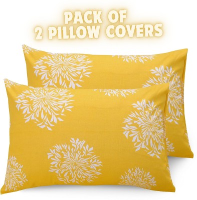 HIDECOR Cotton Pillows Cover(Pack of 2, 44 cm*68 cm, Yellow)