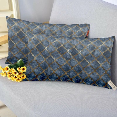 Bluegrass Printed Cushions Cover(Pack of 2, 30 cm*46 cm, Blue)