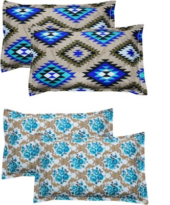 ansari handloom Cotton Pillows Cover(Pack of 4, 45 cm*75 cm, Blue, Beige, Blue, White)