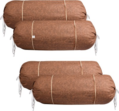 HOMESTIC Cotton Bolsters Cover(Pack of 4, 40 cm*80 cm, Brown)